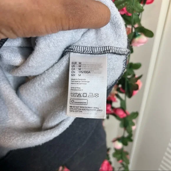 H&M Gray ‘Don’t get it twisted’ Shawl Neck Hoodie Mens Medium Sweatshirt Casual - Picture 6 of 8